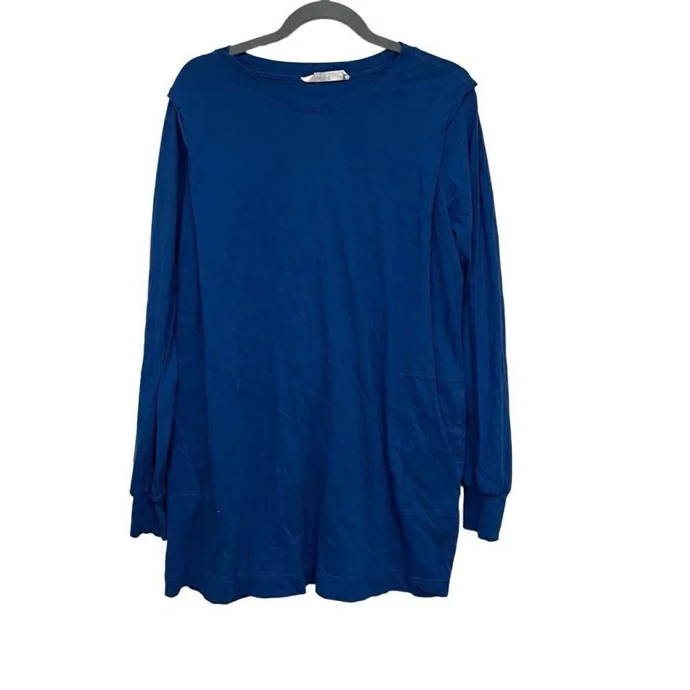 Free people beach blue tunic long sleeve blouse size medium